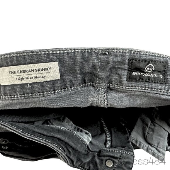 AG Adriano Goldschmied 'The Farrah' High Rise Skinny Jeans Dark Grey Size 28x27 - Picture 5 of 8